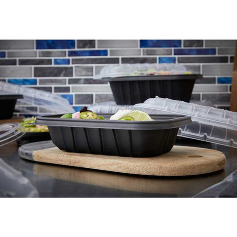 Pactiv Entree2Go Black Microwavable Medium Rectangle Container Base, 24 Ounce Capacity -- 300 per case