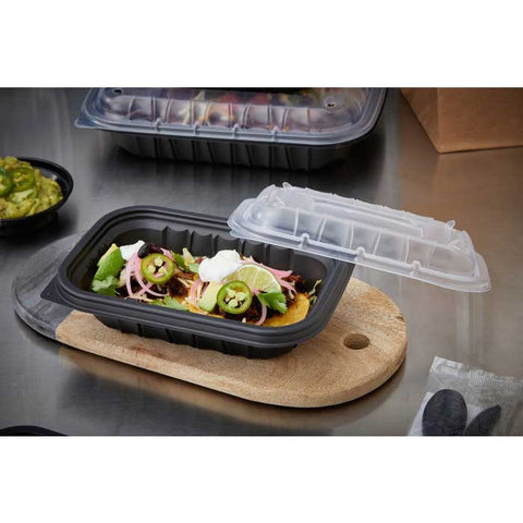 Pactiv Entree2Go Black Microwavable Medium Rectangle Container Base, 24 Ounce Capacity -- 300 per case