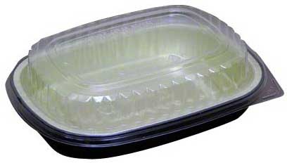 Pactiv Aluminum Single Serve Classic Black/Gold Base Tray with Clear Dome Lid, 22 Ounce Capacity -- 99 per case