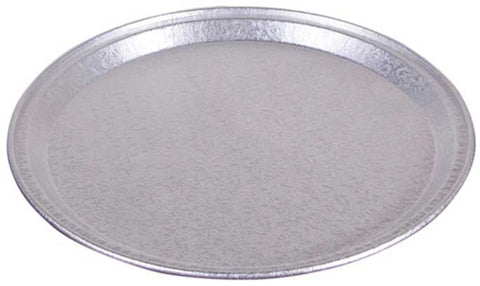 Pactiv Caterware Aluminum Silver Round Deluxe Embossed Flat Tray, 12 inch Dia -- 50 per case