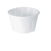 Solo White Cylindrical Wax Treated Paper Souffle Cup, 3.25 Ounce Capacity -- 5000 per case