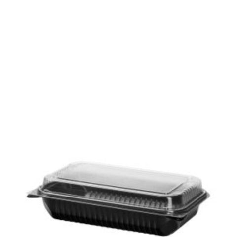 Solo Creative Carryouts BoxLine Black Medium Polystyrene Dinnerbox Hinged Container, 11.5 x 8.1 x 3 inch -- 100 per case