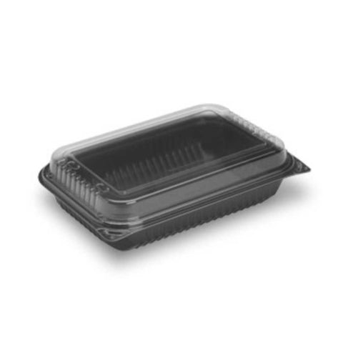 Solo Creative Carryouts BoxLine Black Medium Polystyrene Dinnerbox Hinged Container, 11.5 x 8.1 x 3 inch -- 100 per case