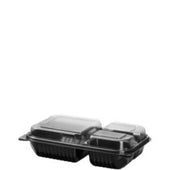 Solo Creative Carryouts BoxLine Black Polystyrene 3 Compartment Hinged Container, 11.5 x 8.1 x 3 inch -- 100 per case