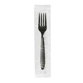 Solo Impress Black Polystyrene Individually Wrapped Heavy Weight Fork, 7 x 1.1 inch -- 1000 per case