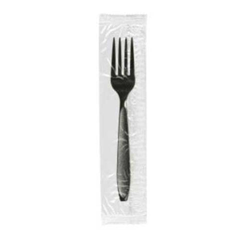 Solo Impress Black Polystyrene Individually Wrapped Heavy Weight Fork, 7 x 1.1 inch -- 1000 per case