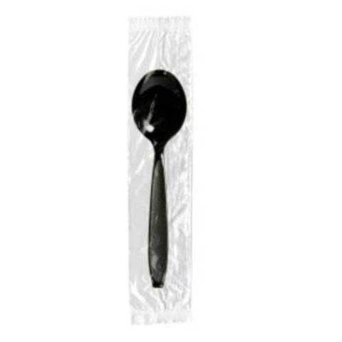 Solo Impress Black Polystyrene Individually Wrapped Heavy Weight Soup Spoon, 5.8 x 1.5 inch -- 1000 per case