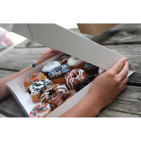 Southern Champion Tray White SBS Paperboard Automatic Donut Box, 14 x 10 x 3.5 inch -- 125 per case