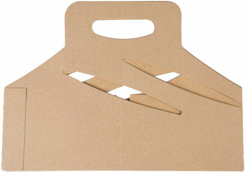 Southern Champion Tray Kraft Paper Square 4 Cup Drink Carrier with Handle, 6.5 x 6.25 x 9 inch -- 250 per case