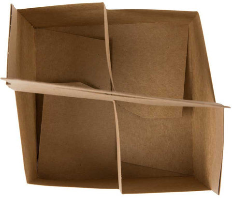 Southern Champion Tray Kraft Paper Square 4 Cup Drink Carrier with Handle, 6.5 x 6.25 x 9 inch -- 250 per case