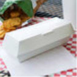 Southern Champion Tray Rectangular White Paper Hot Dog Clamshell Container, 6 1/8 x 2 1/8 x 2 1/4 inch -- 500 per case