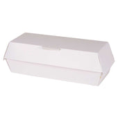 Southern Champion Tray Rectangular White Paper Hot Dog Clamshell Container, 6 1/8 x 2 1/8 x 2 1/4 inch -- 500 per case