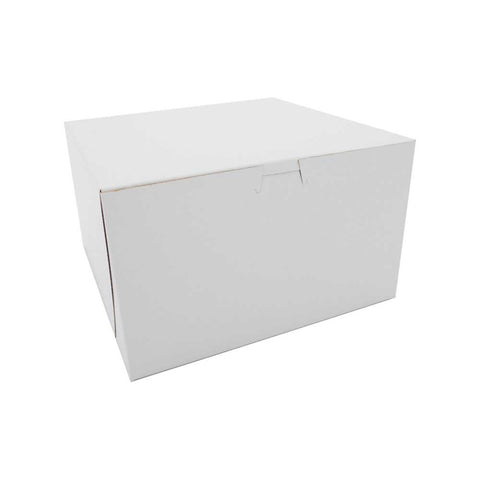 Southern Champion Tray White Clay Coated Board Lock Corner Plain Bakery Box, 10 x 10 x 6 inch -- 100 per case