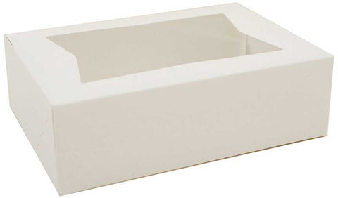 SCT White Unprinted 6 Corner Window Bakery Box, 8 x 5 3/4 x 2 1/2 inch -- 200 per case