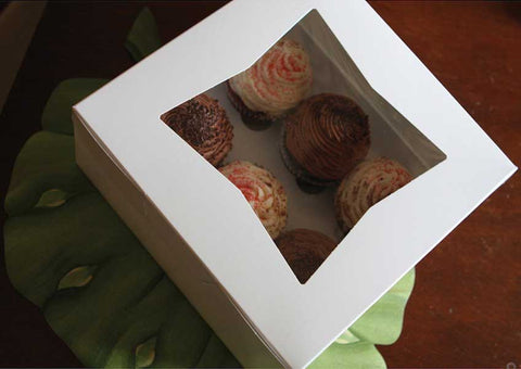 Southern Champion Tray White Solid Bleached Sulfate Paperboard Window Bakery Box, 6 x 6 x 3 inch -- 200 per case