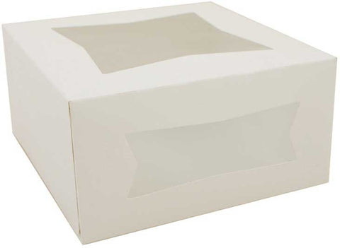 Southern Champion Tray White Solid Bleached Sulfate Paperboard Window Bakery Box, 8 x 8 x 4 inch -- 150 per case