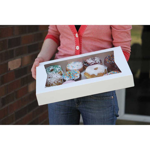 Southern Champion Tray White Paperboard Auto-Popup Window Cookie / Bakery Box, 12 1/2 x 5 1/2 x 2 1/4 inch -- 200 per case