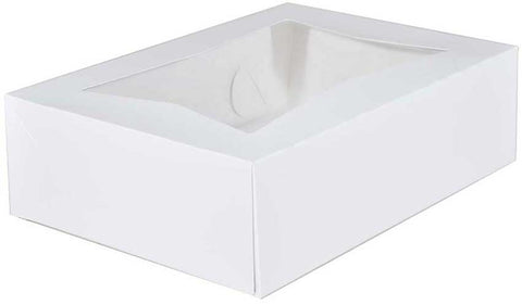 Southern Champion Tray White Solid Bleached Sulfate Paperboard Rectangular Window Bakery Box, 14 x 10 x 4 inch -- 100 per case