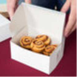 Southern Champion Tray Rectangular White Paperboard Lock Corner Bakery Box, 5.5 x 4 x 3 inch -- 250 per case