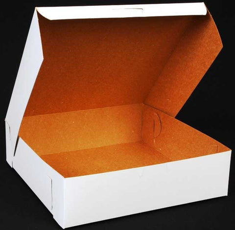 Southern Champion Tray White Non-Window Plain Locking Corner Bakery Box, 9 x 9 x 2.5 inch -- 250 per case