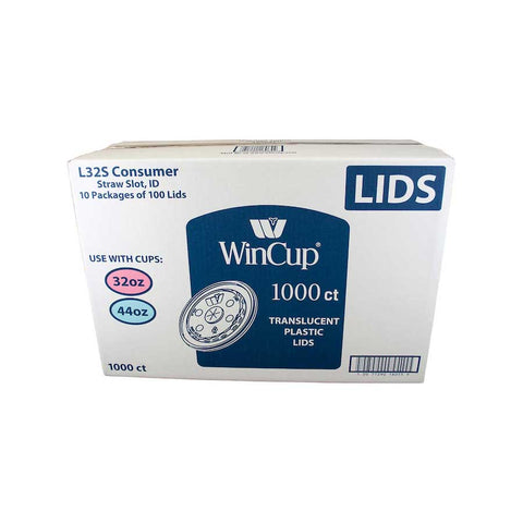 Wincup Polystyrene Translucent Straw Slot Lid Only -- 1000 per case