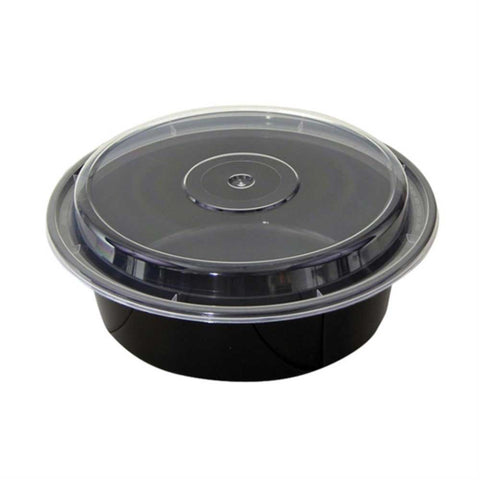 Pactiv Versatainer Black and Clear Polypropylene Microwaveable Container, 32 Ounce Capacity -- 150 per case