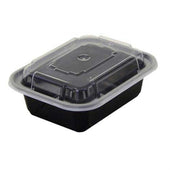 Pactiv VERSAtainer Black Polypropylene Rectangular Container and Lid, 12 Ounce -- 150 per case