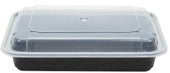 Pactiv Polypropylene Microwaveable Rectangle Black Base Takeout Container and Clear Lid, 28 Ounce Capacity -- 150 per case