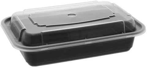 Pactiv VERSAtainer Polypropylene Microwaveable Rectangle Black Base Takeout Container and Clear Lid, 16 Ounce Capacity -- 150 per case