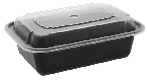 Pactiv Versa Polypropylene Microwaveable Rectangle Black Base Takeout Container and Clear Lid, 24 Ounce Capacity -- 150 per case