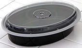 Pactiv VERSAtainer Polypropylene Microwaveable Black Oval Takeout Container and Clear Lid, 12 Ounce Capacity -- 150 per case