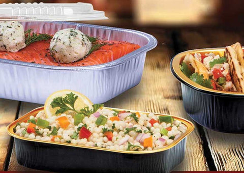 Handi Foil Aluminum Large Black/Gold Entrée Container, 11.25 x 8.87 inch -- 150 per case