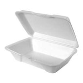 Genpak Expanded Polystyrene Foam Rectangular White Foam Large 1-Compartment Hinged Container, 9-3/16 x 6.5 x 2.75 inch -- 200 per case