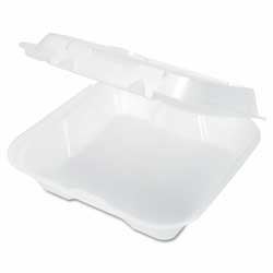 Genpak Snap-It Expanded Polystyrene Foam White Square Medium 1-Compartment Hinged Container, 8.25 x 8 x 3 inch -- 200 per case