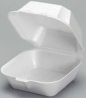 Genpak Snap-It Expanded Polystyrene Foam White Square Large Sandwich Hinged Container, 5-5/8 x 5-3/4 x 3-1/4 inch -- 500 per case