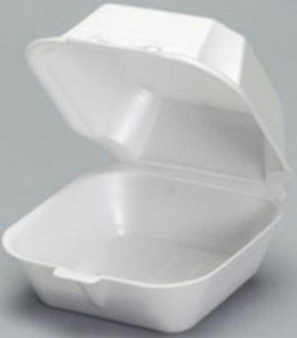 Genpak Snap-It Expanded Polystyrene Foam White Square Large Sandwich Hinged Container, 5-5/8 x 5-3/4 x 3-1/4 inch -- 500 per case
