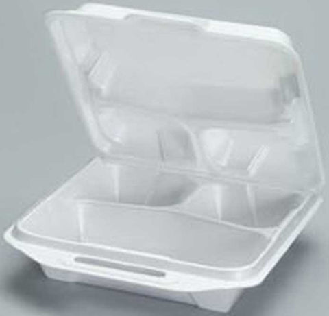 Genpak Black 3 Compartment Close Off Foam Hinged Container, 9.25 x 9.25 x 3 inch -- 200 per case
