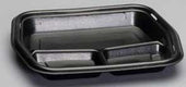 Genpak Polystyrene Black Large 3 Compartment Foam Serving Tray, 8.88 x 10.63 x 1.25 inch -- 250 per case
