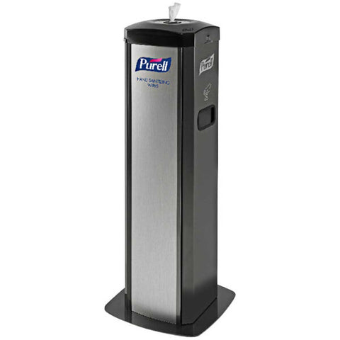 Purell DS360 Black Silver Rectangular High Capacity Hand Sanitizing Wipes Stand