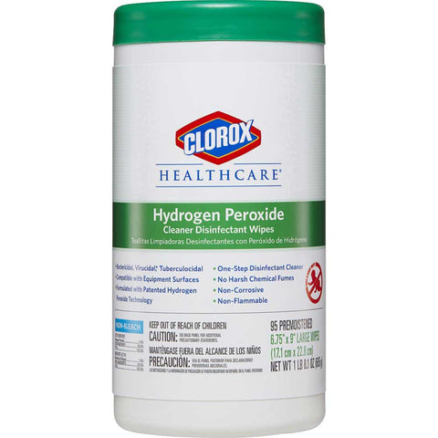 Clorox Healthcare White Hydrogen Peroxide Wipes, 95 count -- 6 per case
