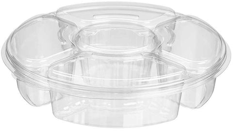 Inline Plastics 4 Compartment Party Platter with Lid, 115 Ounce -- 50 per case