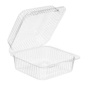 Inline Plastics Clear Polyethylene Terephthalate Square Utility Clamshell, 6 1/16 x 6 7/16 x 3 5/16 inch -- 500 per case