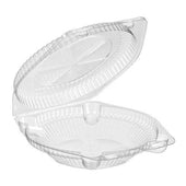 Inline Plastics Clear Polyethylene Terephthalate Round Hinged Pie Container, 4 x 6 1⁄2 x 1 15⁄16 inch -- 300 per case