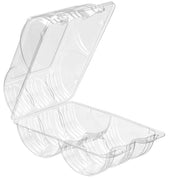 Inline Plastics Clear 6 Compartment Hinged Donut Container, 8.25 x 5 x 3.25 inch -- 192 per case