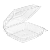 Inline Plastics Polyethylene Terephthalate Square Clear Hinged Carryout Container, 8.937 x 7.875 x 2.875 inch -- 110 per case