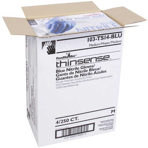 FoodHandler Thinsense Powder Free Medium Blue Nitrile Gloves -- 1000 per case