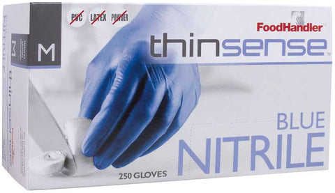 FoodHandler Thinsense Powder Free Medium Blue Nitrile Gloves -- 1000 per case