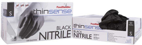 Foodhandler Thinsense Small Black Powder Free Nitrile Glove -- 1000 per case