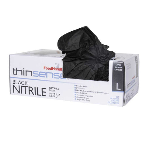FoodHandler Black Large Powder Free Nitrile Gloves -- 1000 per case