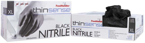 Foodhandler Thinsense Extra Large Black Powder Free Nitrile Glove -- 1000 per case